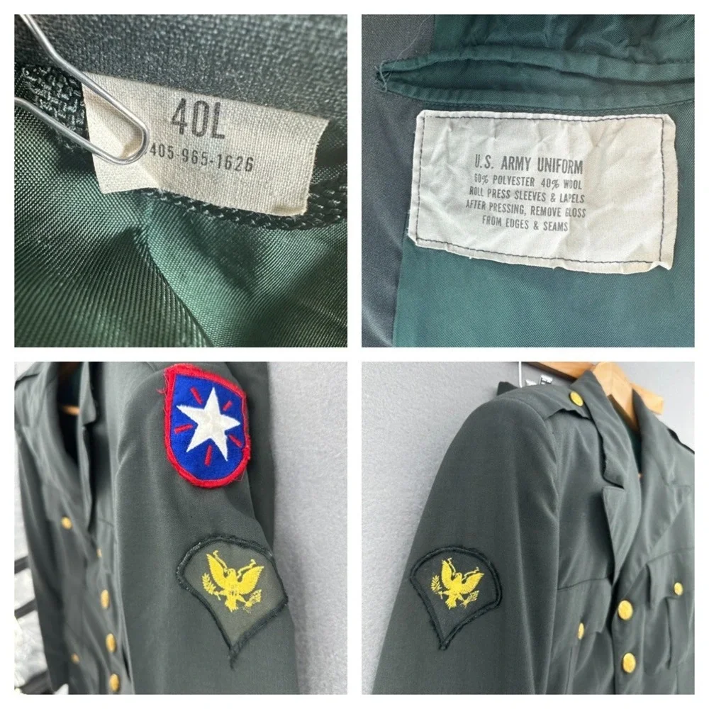VTG US Army Uniform Suit Set Coat Pants‎ Tie 36th Infantry 40L 33R Vietnam USA